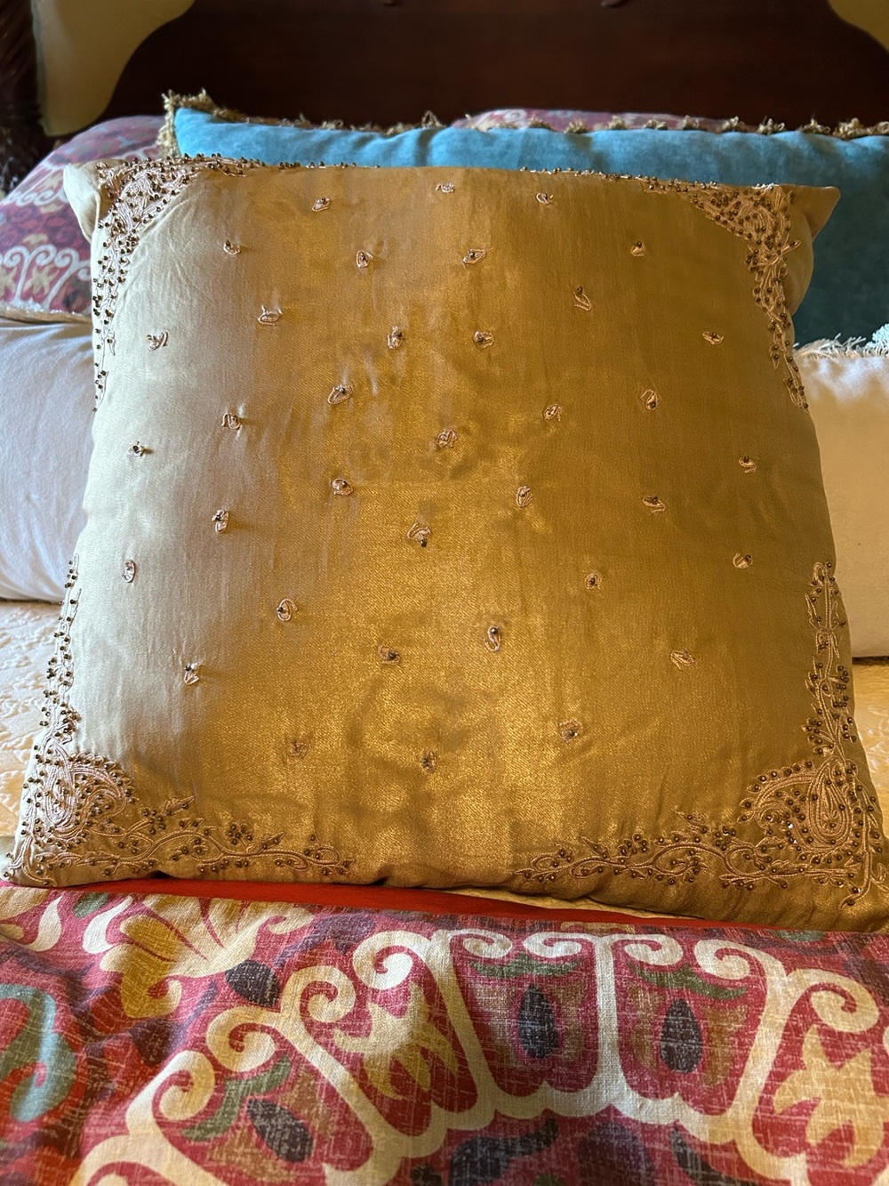 Gorgeous silk beaded pillow